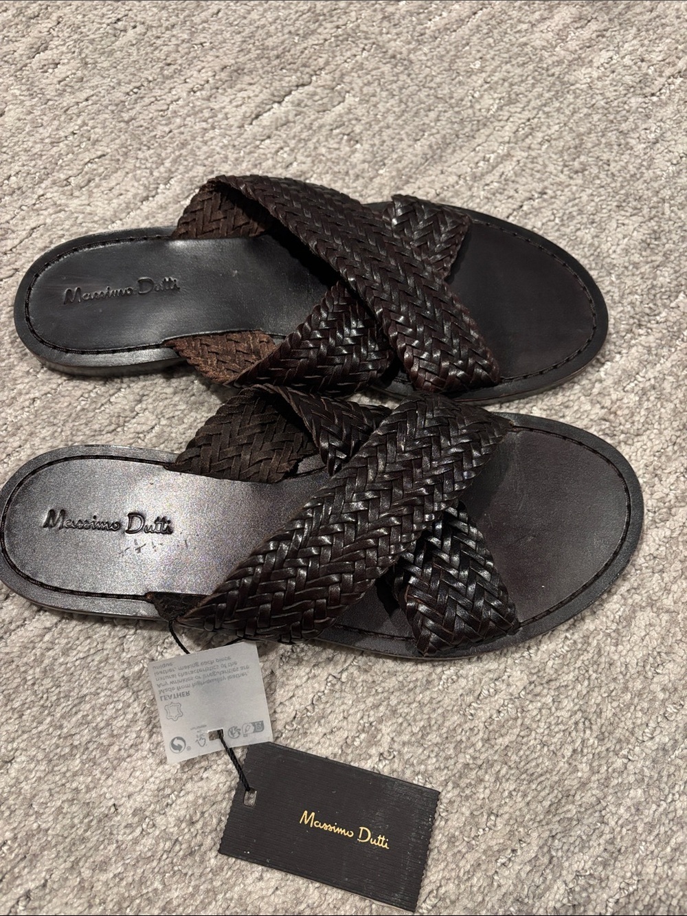 Massimo Dutti Braided Slide Sandals in Dark Brown -  Women's  Shoes size 6.5 - Picture 2 of 5